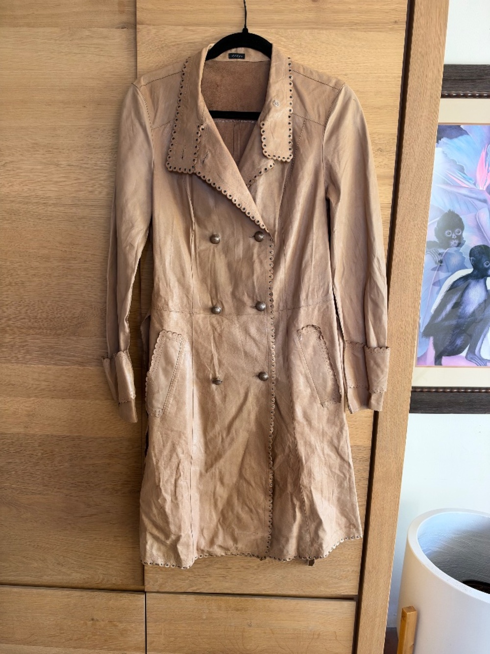 Vintage Jospeh Leather Trench Coat w/ Brass Beading